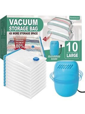 Vacuum Storage Bags with Electric Pump Space Saver for Clothes Blankets Bedding